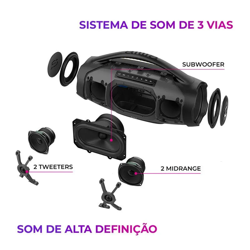 [PRÉ BLACK-FRIDAY] CAIXA AIWA BOMBOOX 3 PLUS - 200 RMS À PROVA D'ÁGUA