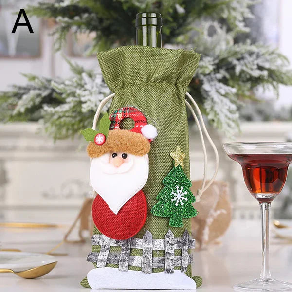 Decoração para Garrafa De Vinho De Natal