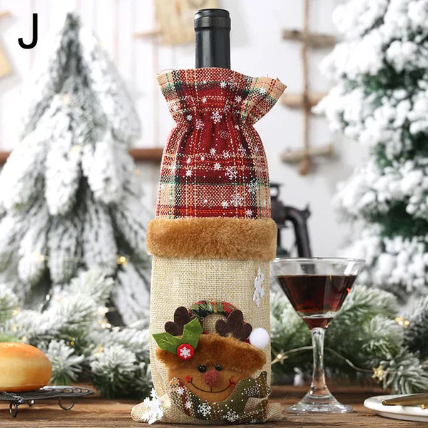 Decoração para Garrafa De Vinho De Natal