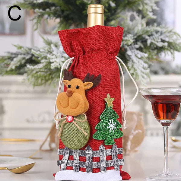 Decoração para Garrafa De Vinho De Natal