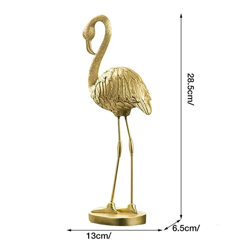 Escultura Decorativa Flamingo Dourado