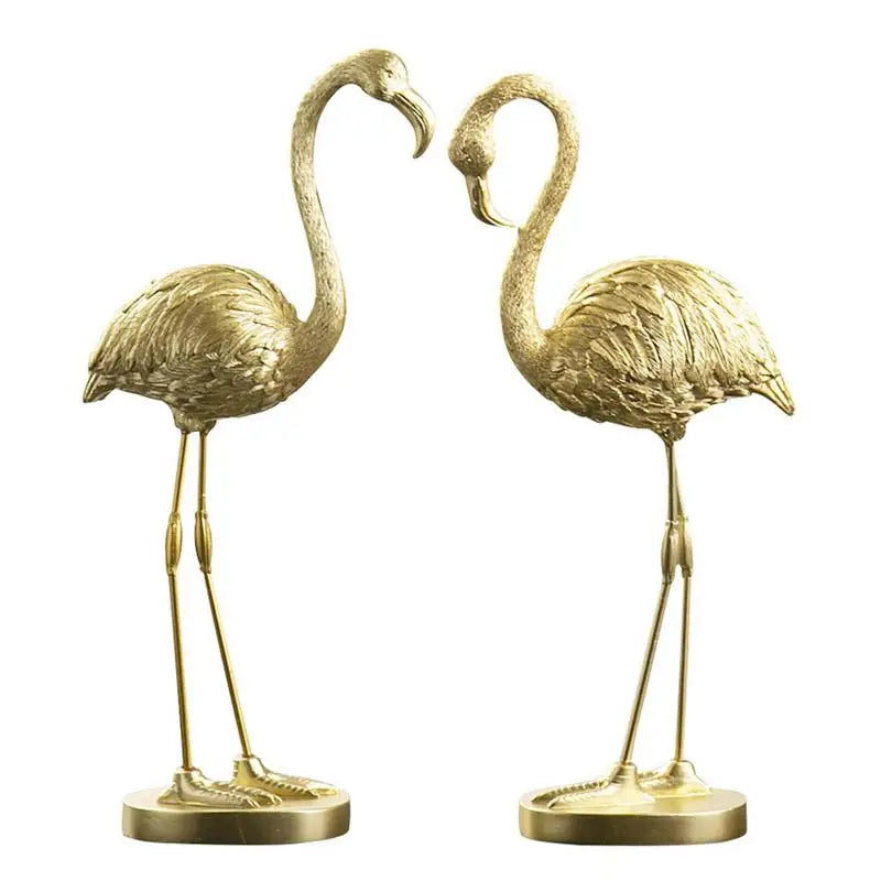 Escultura Decorativa Flamingo Dourado