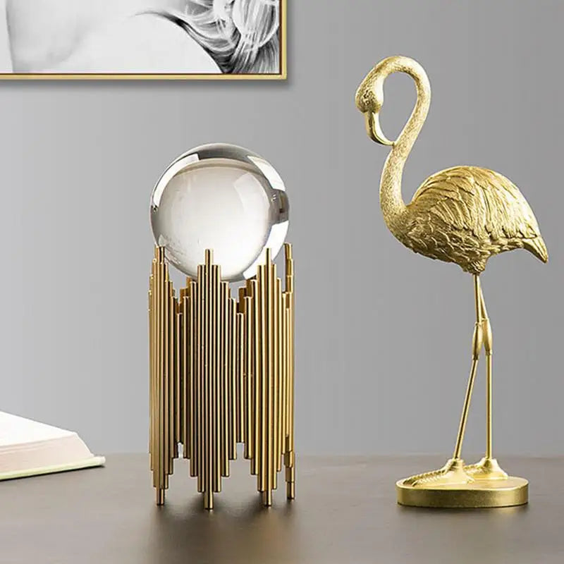 Escultura Decorativa Flamingo Dourado