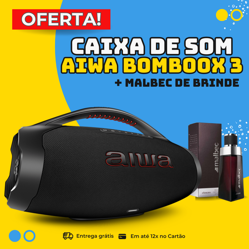 [PRÉ BLACK-FRIDAY] CAIXA AIWA BOMBOOX 3 PLUS - 200 RMS À PROVA D'ÁGUA