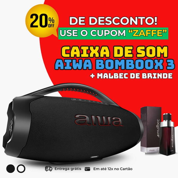 [PRÉ BLACK-FRIDAY] CAIXA AIWA BOMBOOX 3 PLUS - 200 RMS À PROVA D'ÁGUA