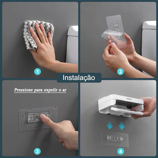 Porta Papel Higiênico de Parede Com Suporte