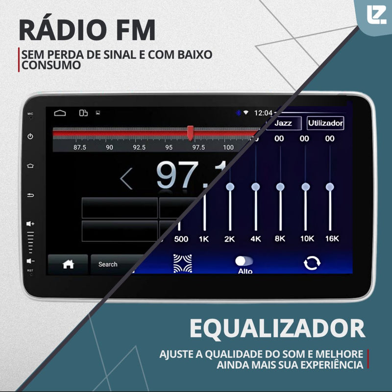 Multimídia Universal Flutuante Tesla Android 11, Tela Giratória 10 Pol Octacore