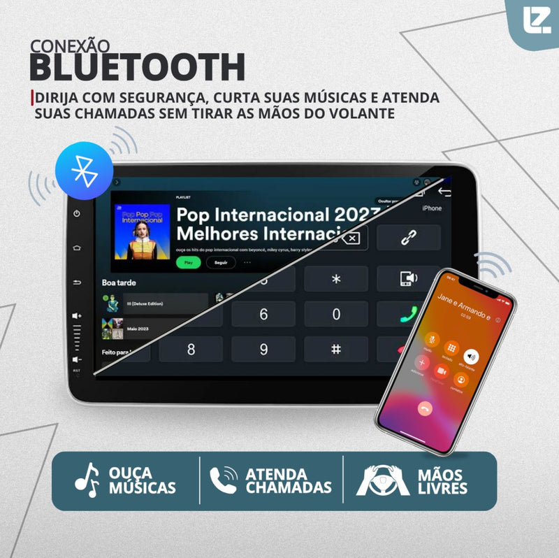 Multimídia Universal Flutuante Tesla Android 11, Tela Giratória 10 Pol Octacore